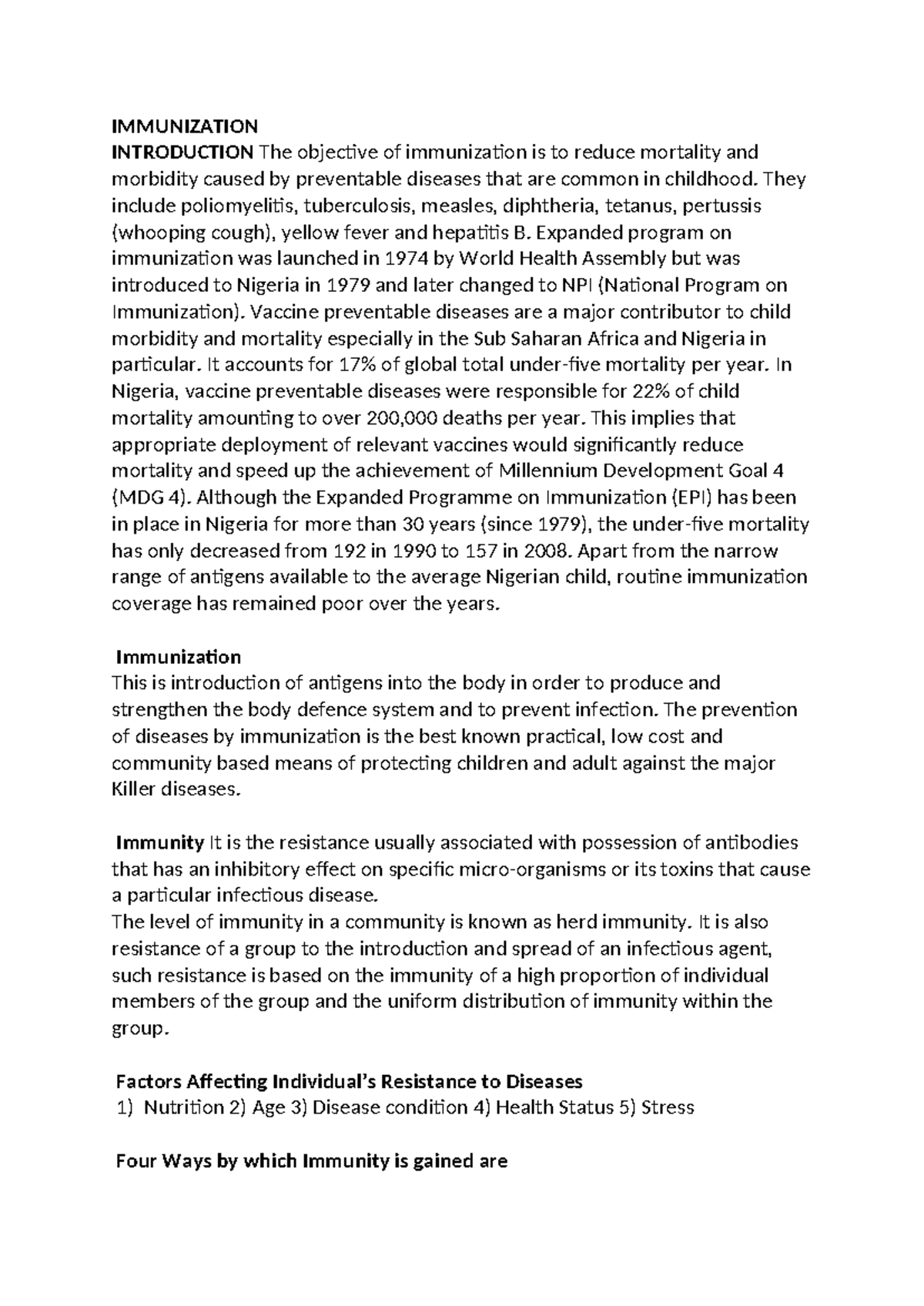 IMMUNIZATION INTRODUCTION: Overview of EPI and Vaccine Types (2021 ...