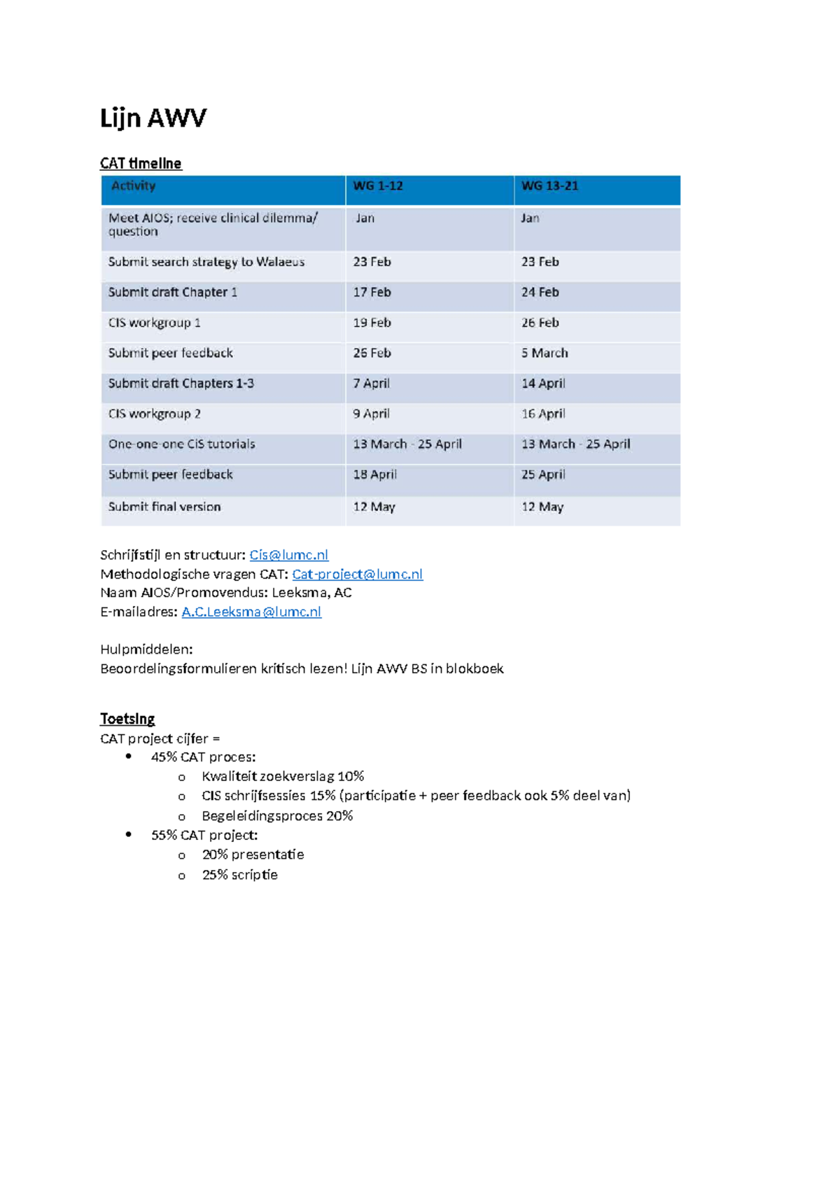 Lijn AWV3 CAT Project: Methodologie, Structuur en Kritische Beoordeling ...