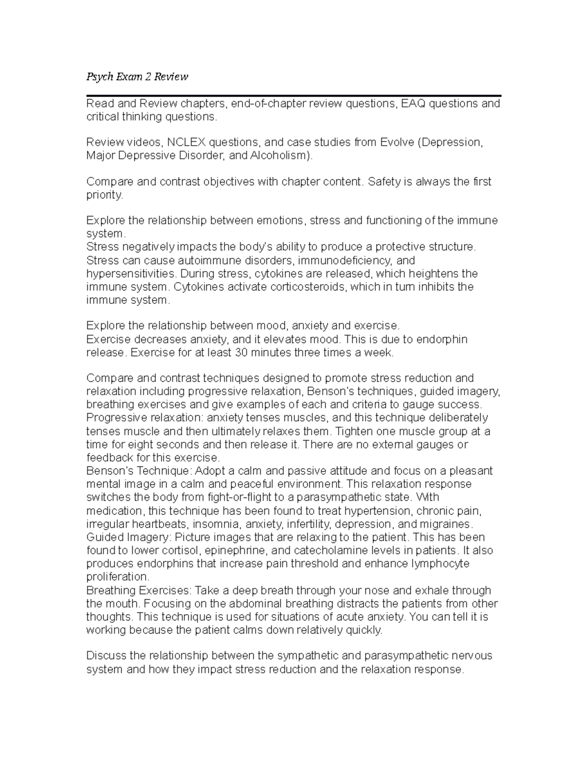 Docx - notes - Psych Exam 2 Review Read and Review chapters, end-of ...