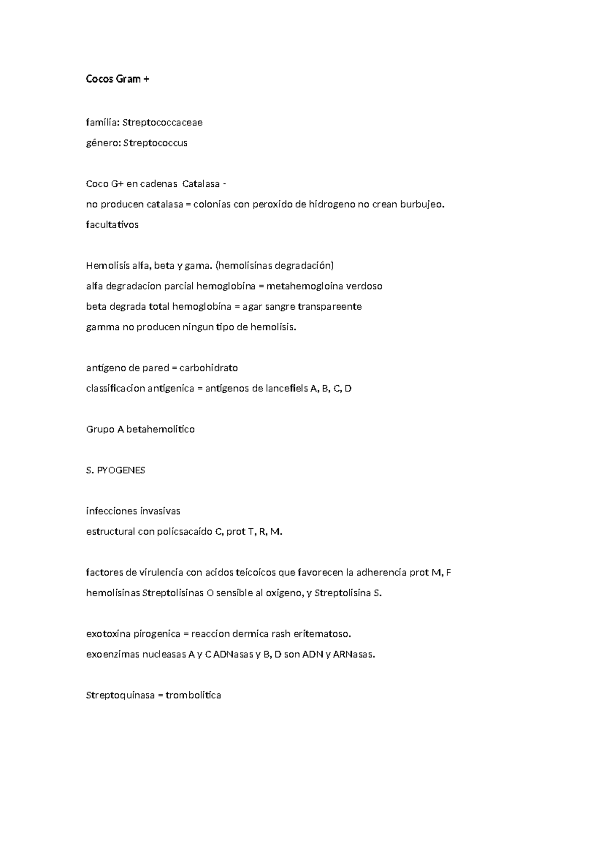 Apuntes sobre Streptococcus: Gram Positivo y Hemólisis - Studocu