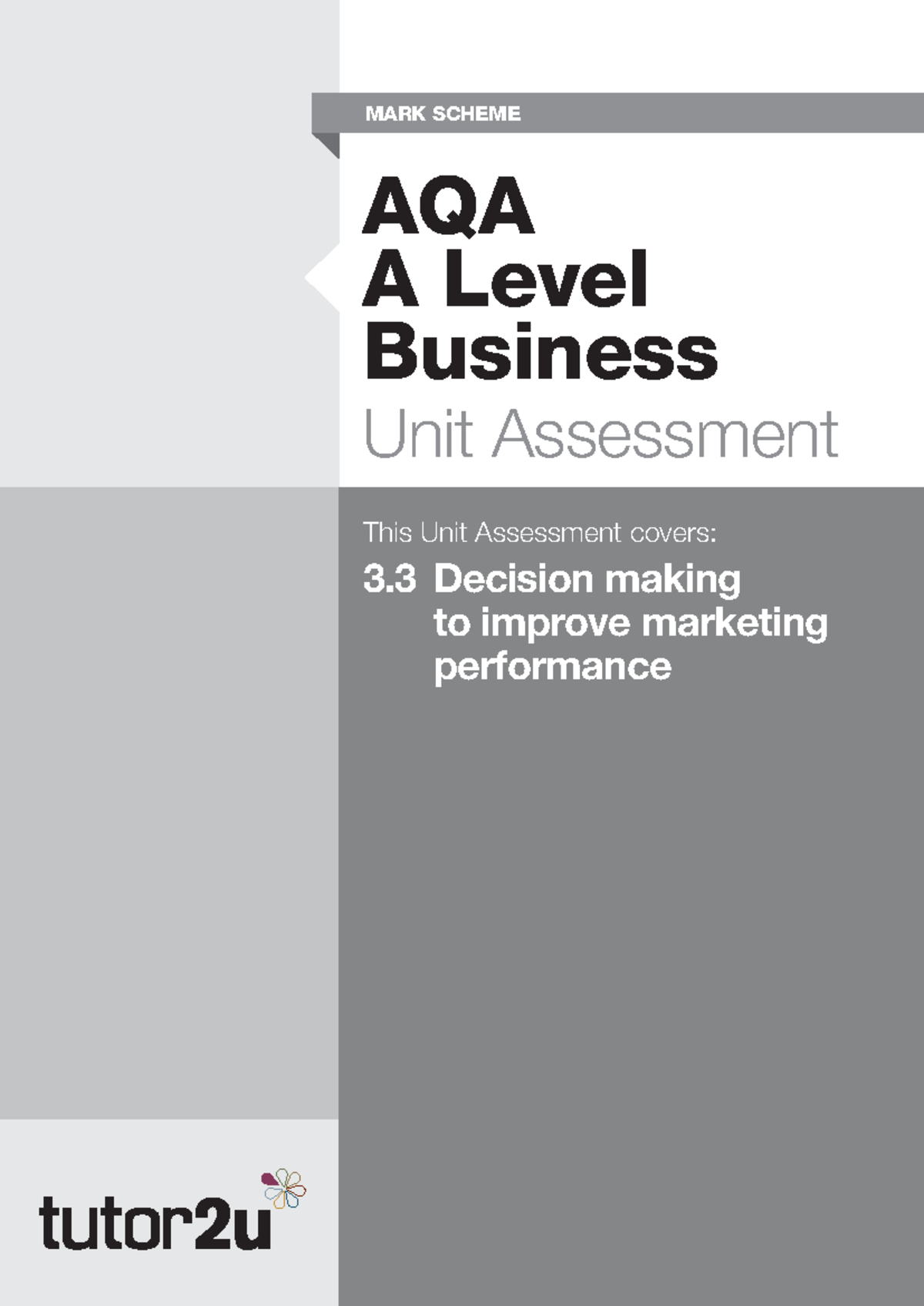 AQA A Level Business Unit Assessment Mark Scheme for 3.3 Decision ...