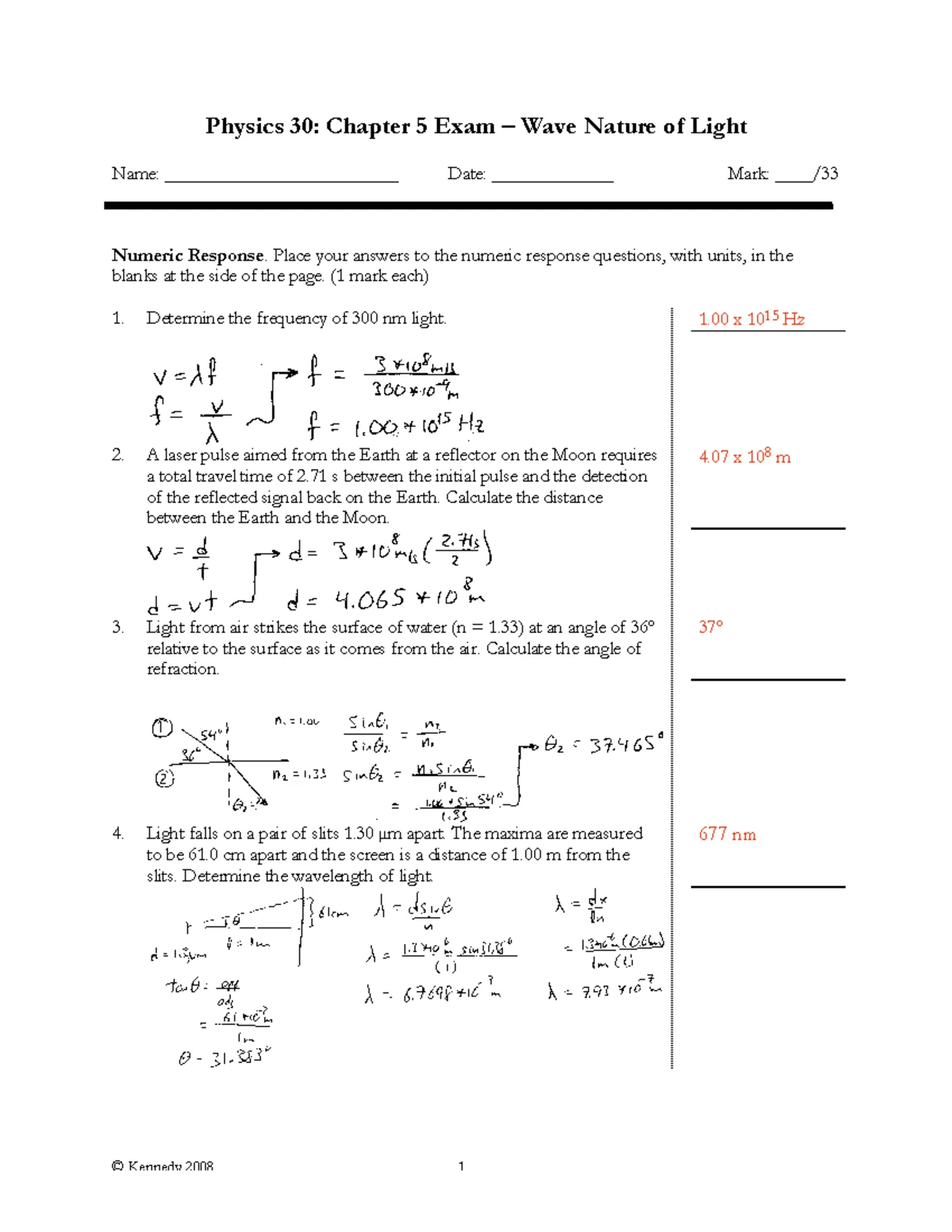 SPH4U Unit Test 4: Understanding Waves and Communication Skills - Studocu