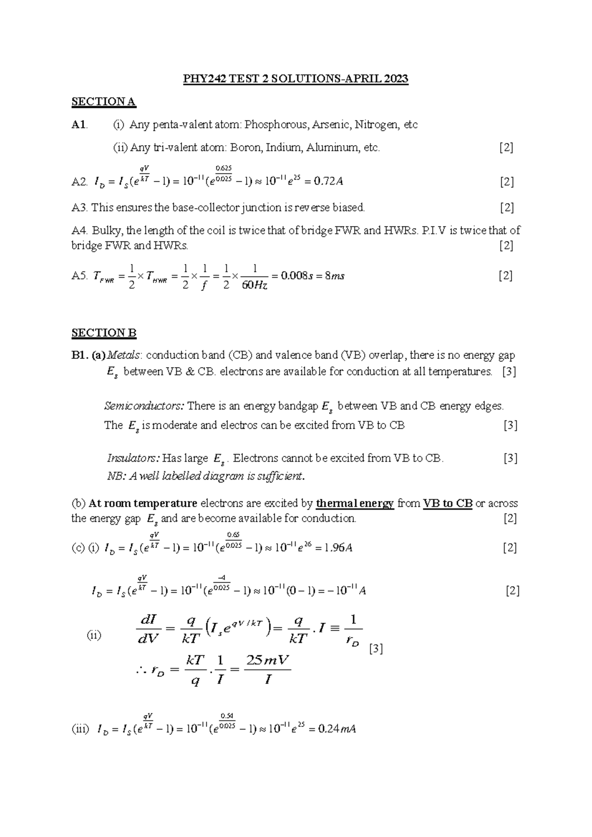 PHY242 TEST 2 Solutions 2024: Detailed Explanations and Calculations ...