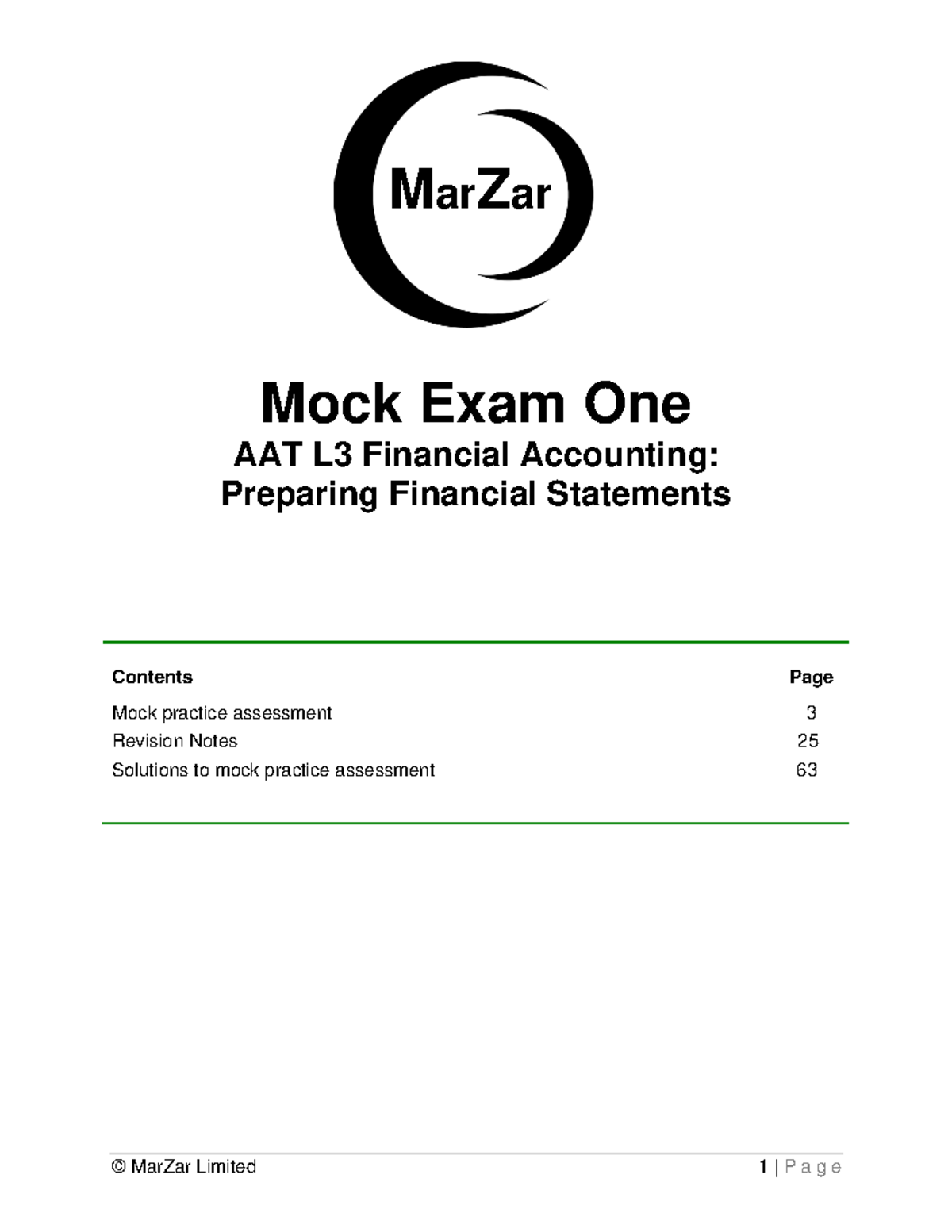 Acorn Q2022 AAT L3 Financial Accounting Mock Exam One: Financial ...