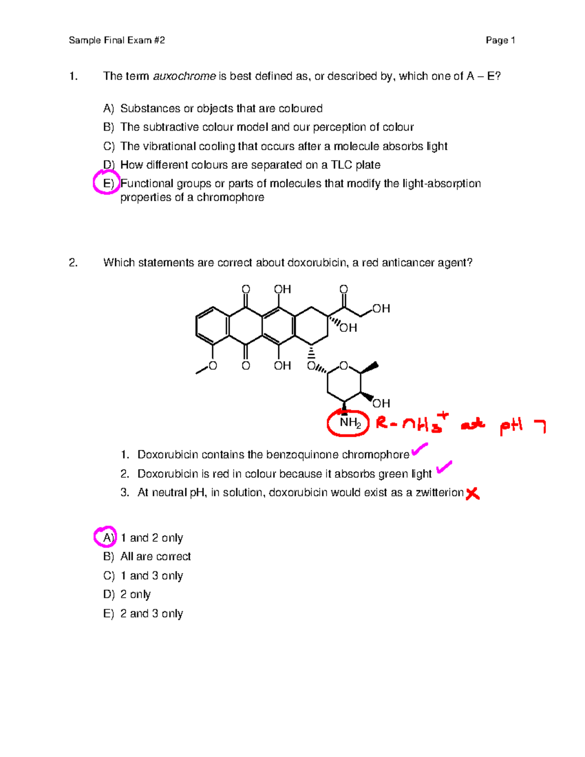 Final Exam 2 Answers: Concepts in Organic Chemistry - Studocu