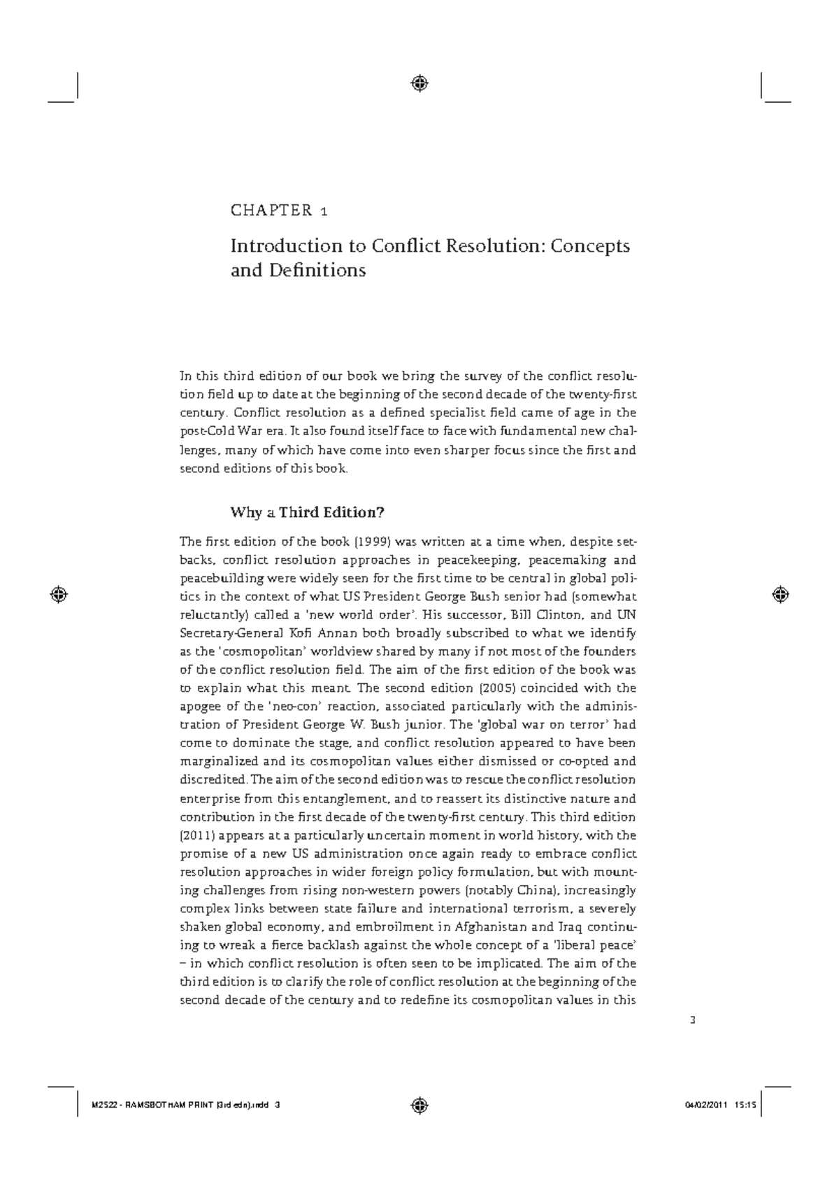 Chapter 1 - Introduction to Conflict Resolution - 3 CHAPTER 1 ...