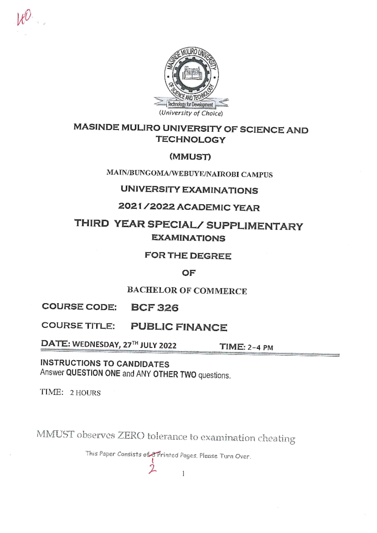 Course Code and Class Details Summary and Notes - 40 MULIRO Technology ...