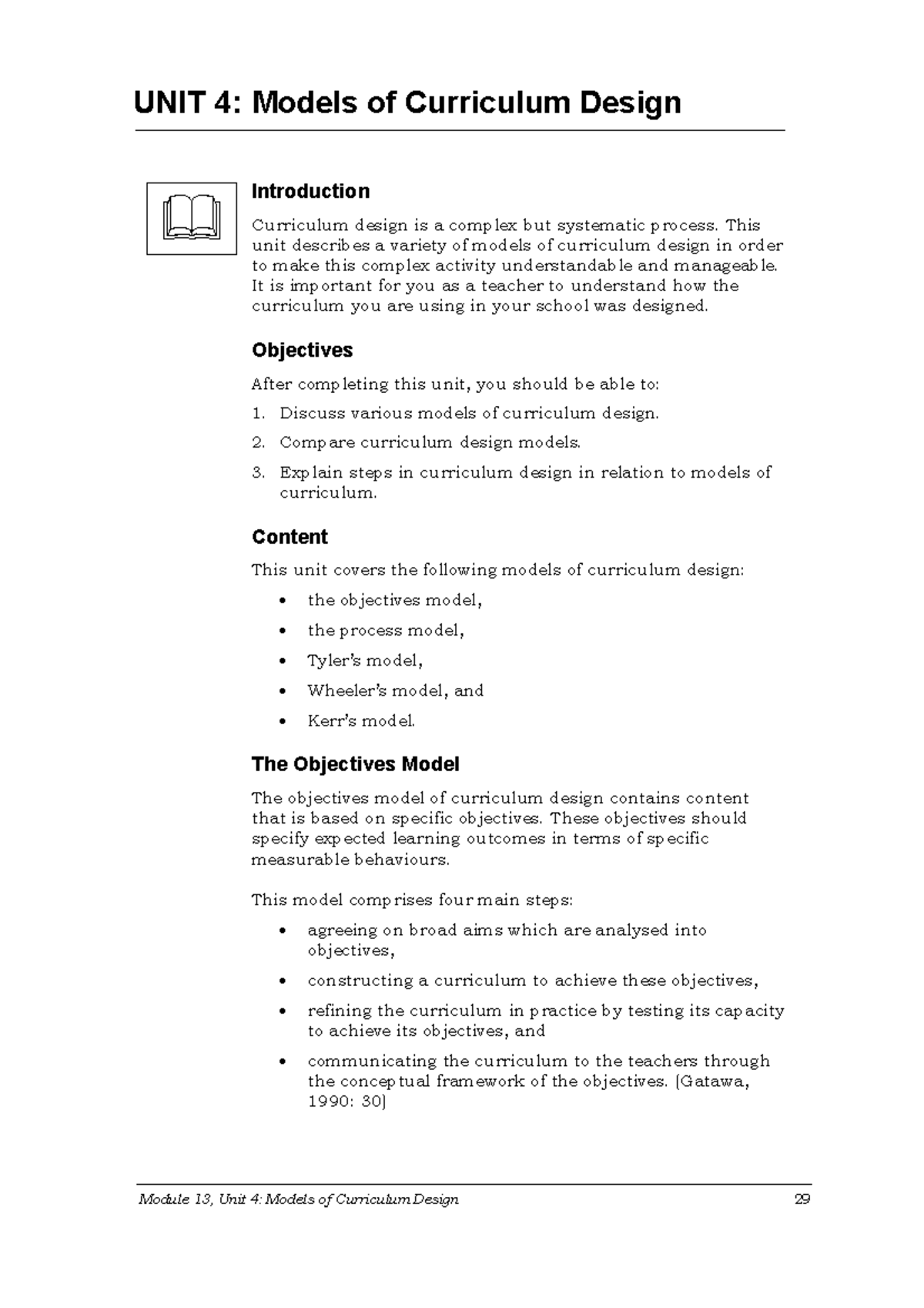 Unit 4: Curriculum Design Models - Comprehensive Overview and Analysis ...