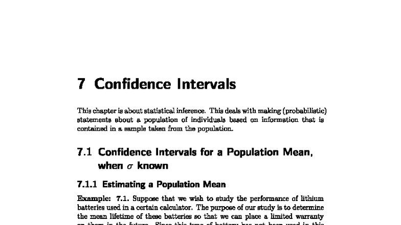 Chapter 7: Confidence Intervals in Statistical Inference - MATH 220 ...