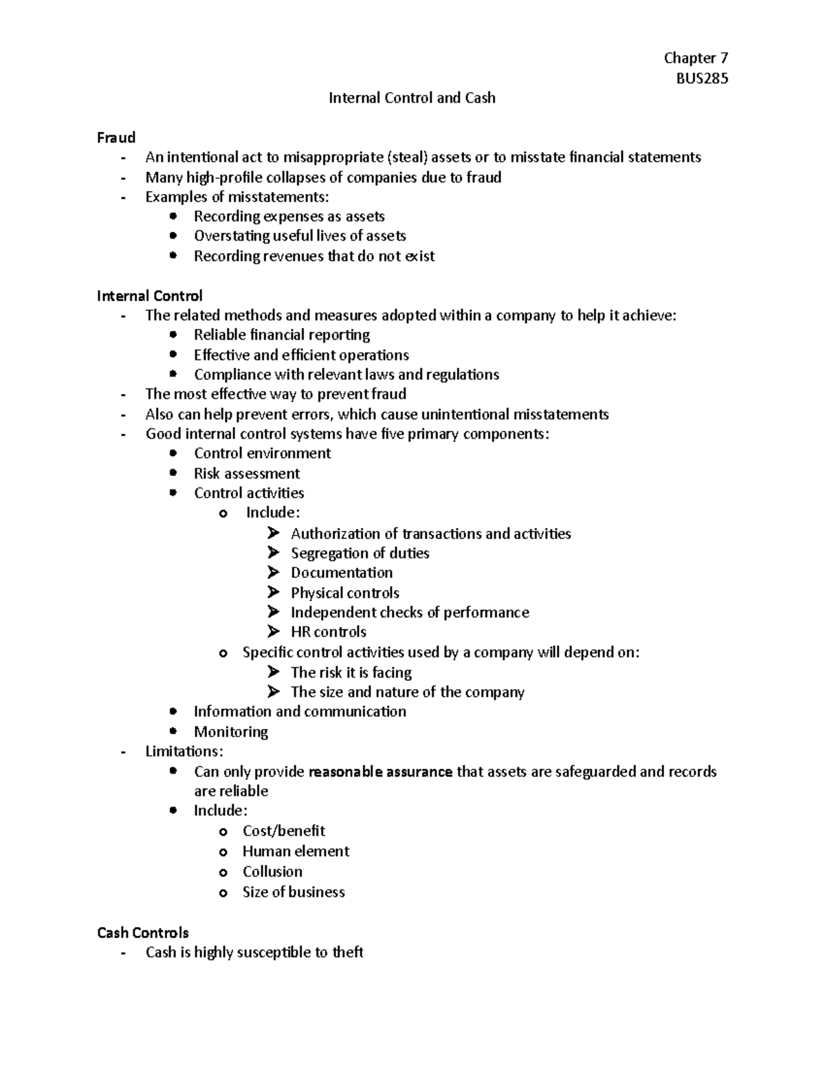 Chapter 7 - Internal Control & Cash Management in Financial Accounting ...
