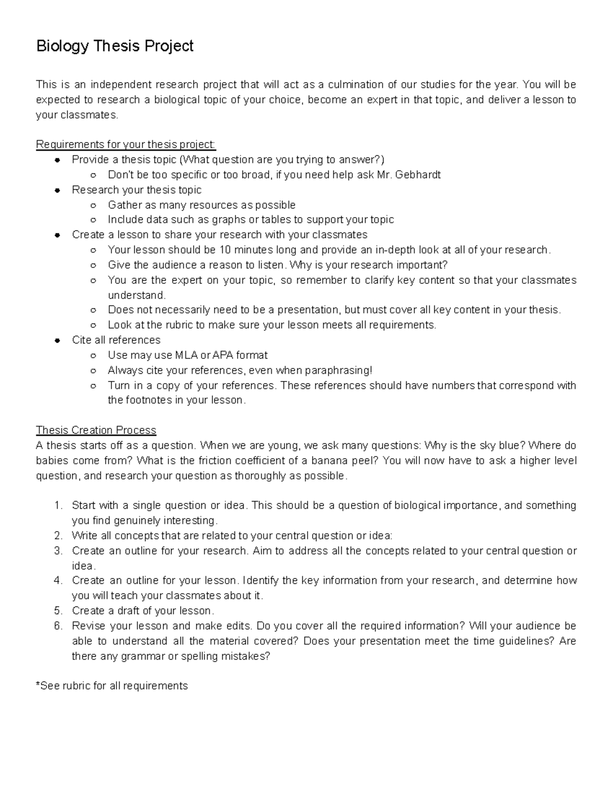 (Biology) Thesis Project - Biology Thesis Project This is an ...