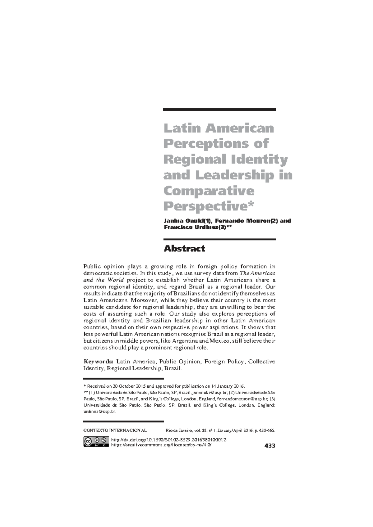 Latin American Identity & Leadership Perceptions: A Comparative Study ...