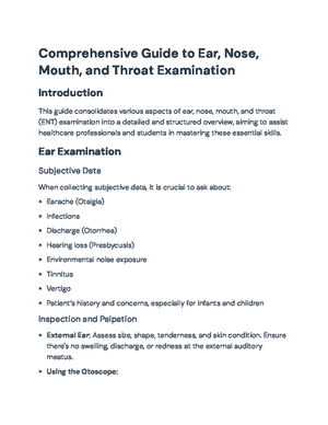 Anatomy and Clinical Examination of Ears, Nose, Mouth, and Throat ...