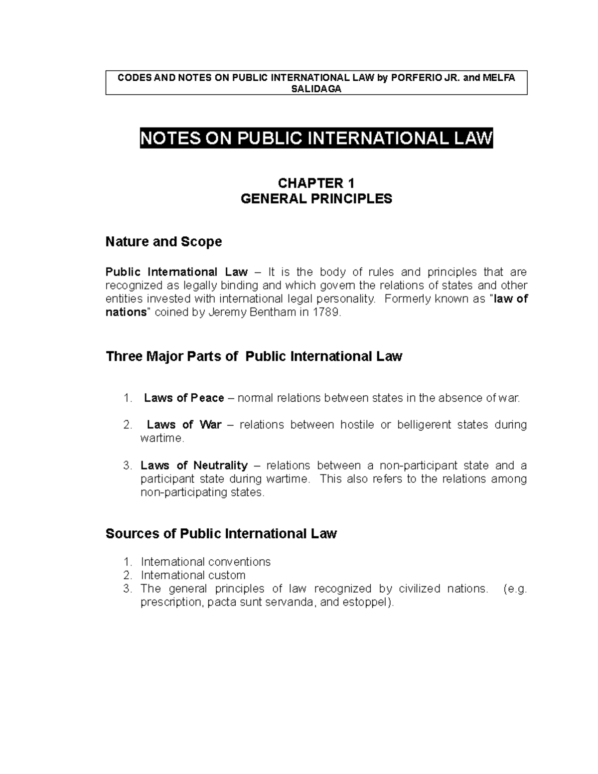 Public International Law Notes - Overview & Key Concepts (SALIDAGA ...