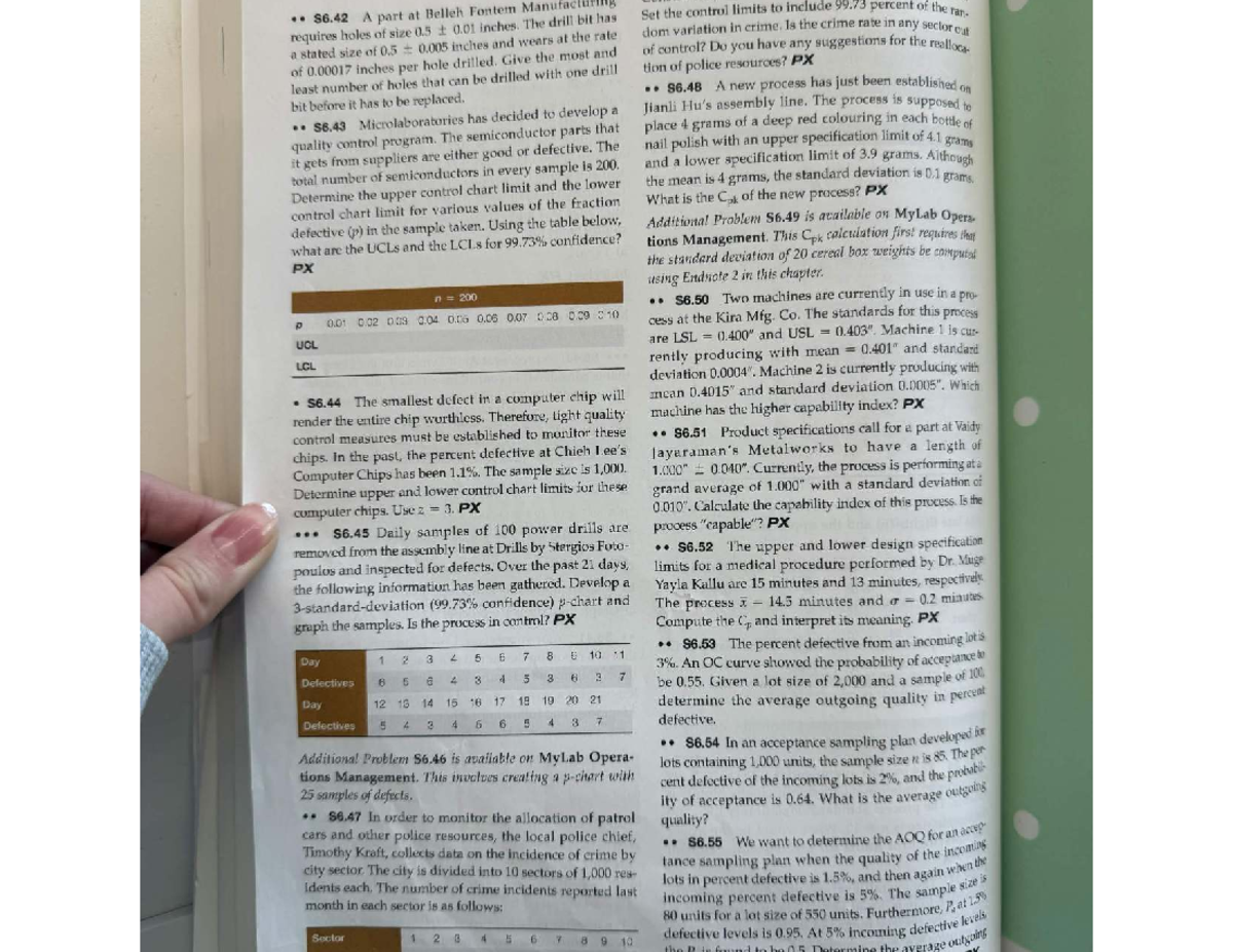 EE 86.50 Textbook Practice Questions for Chapter 6 Quality Control ...
