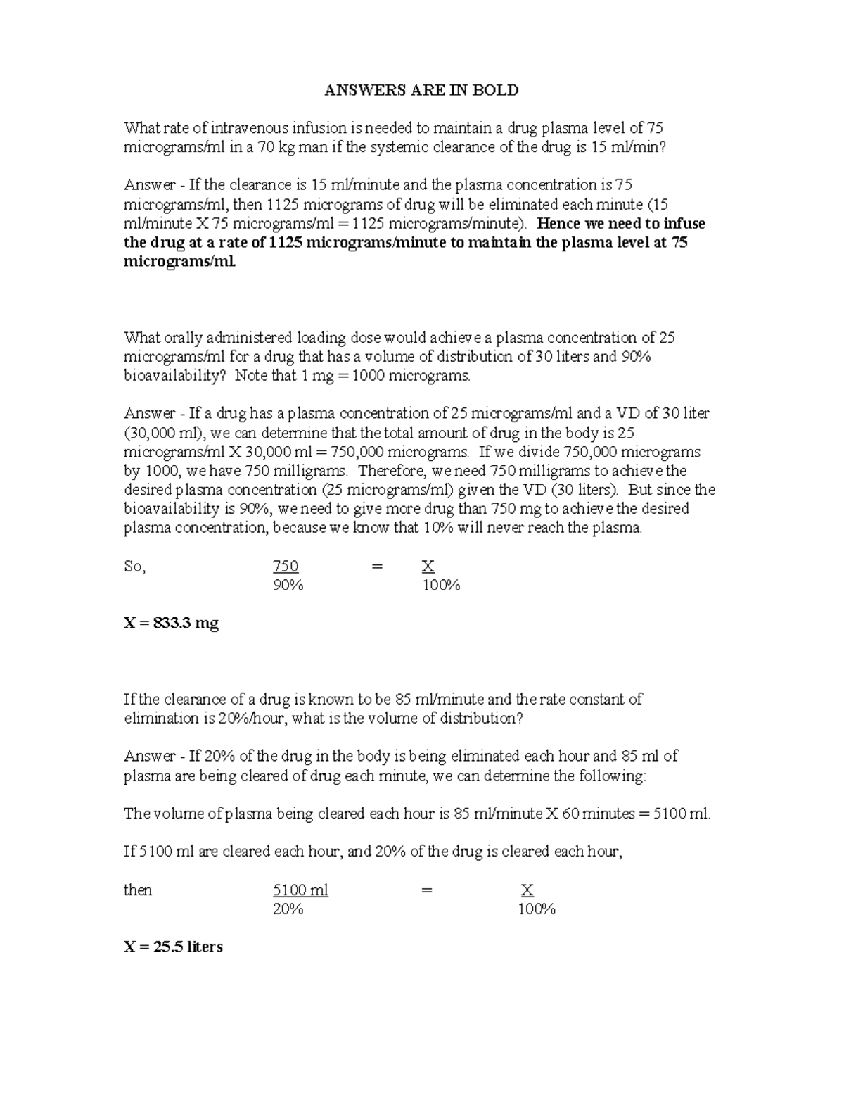 Calculation Examples Pt. II: IV Infusion & Loading Dose Calculations ...