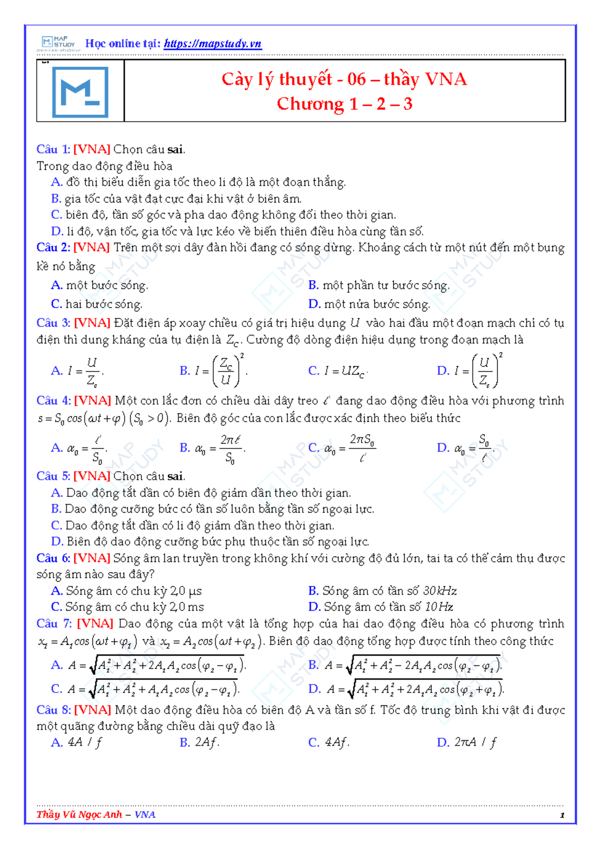 Cày Lý Thuyết 06 thầy VNA chương 1 2 3 - ban 0 Cày lý thuyết - 06 ...