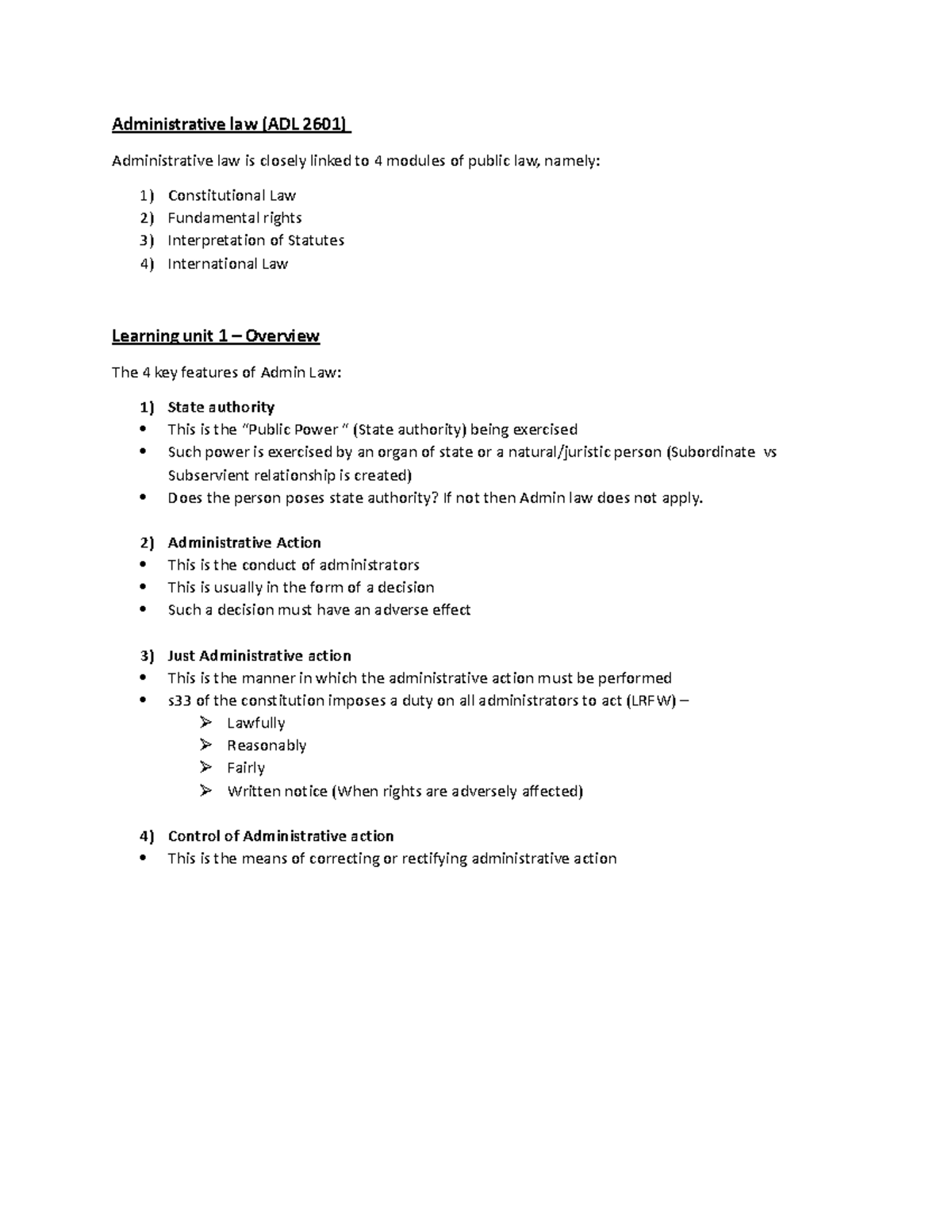 ADL 2601 Administrative Law Study Notes: Key Concepts & Definitions ...