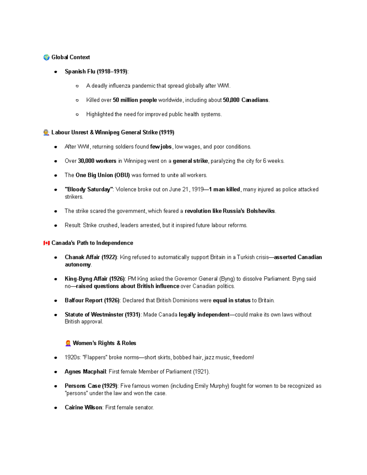 History Test Review: Key Events and Figures of the 1920s - Studocu