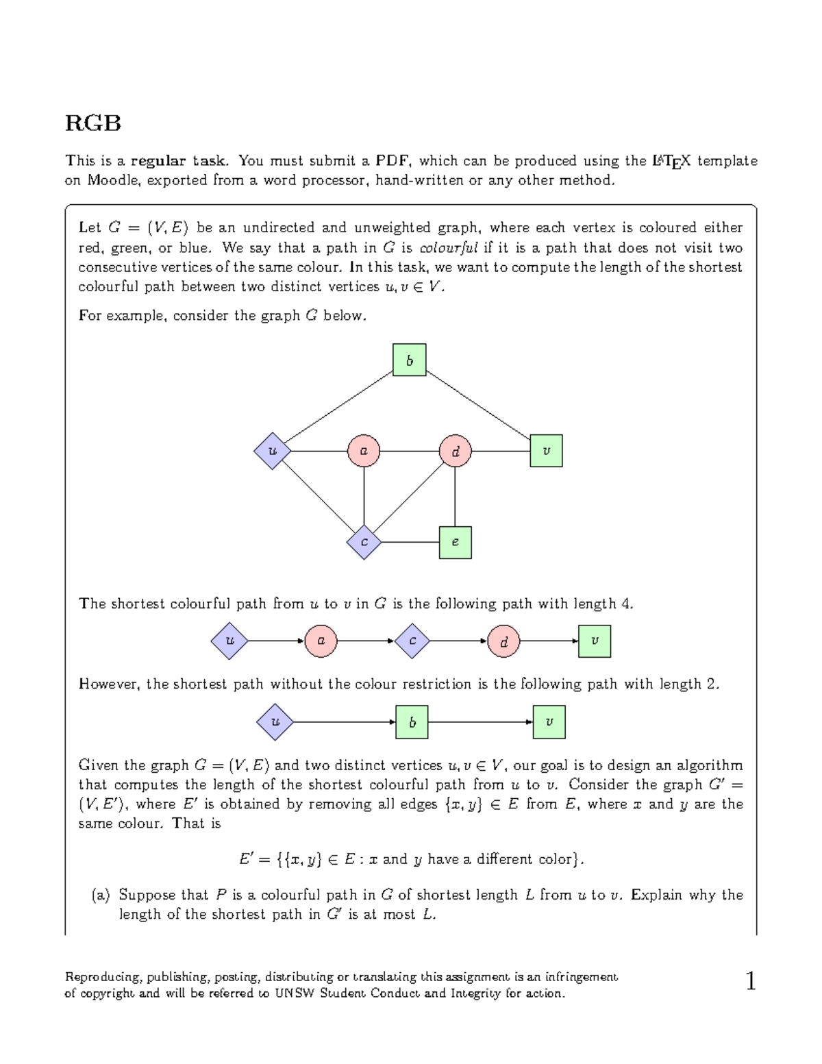 RGB: Shortest Colourful Path Algorithm - Week 1 Task - Studocu