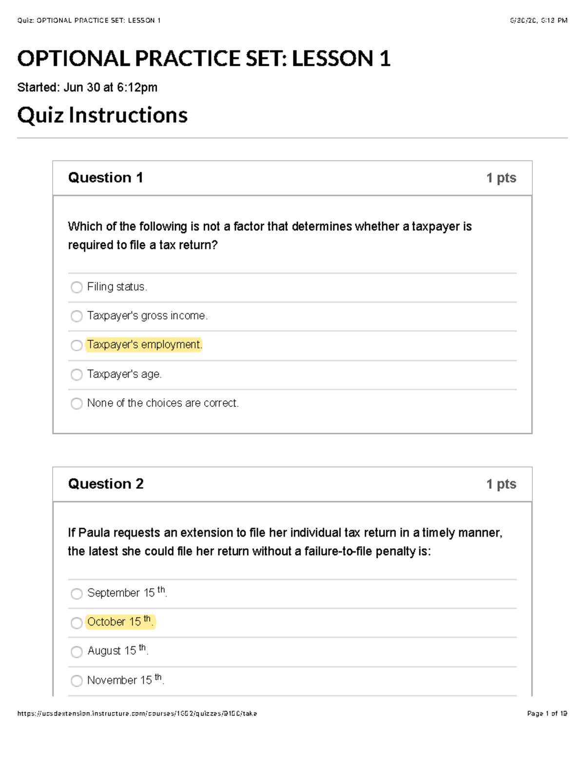 Quiz: Optional Practice SET: Lesson 1 - OPTIONAL PRACTICE SET: LESSON 1 ...