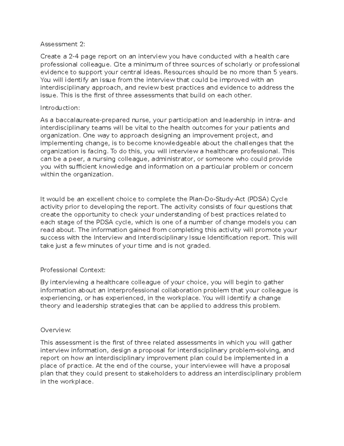 Assessment 2: Interdisciplinary Improvement Report on Healthcare ...