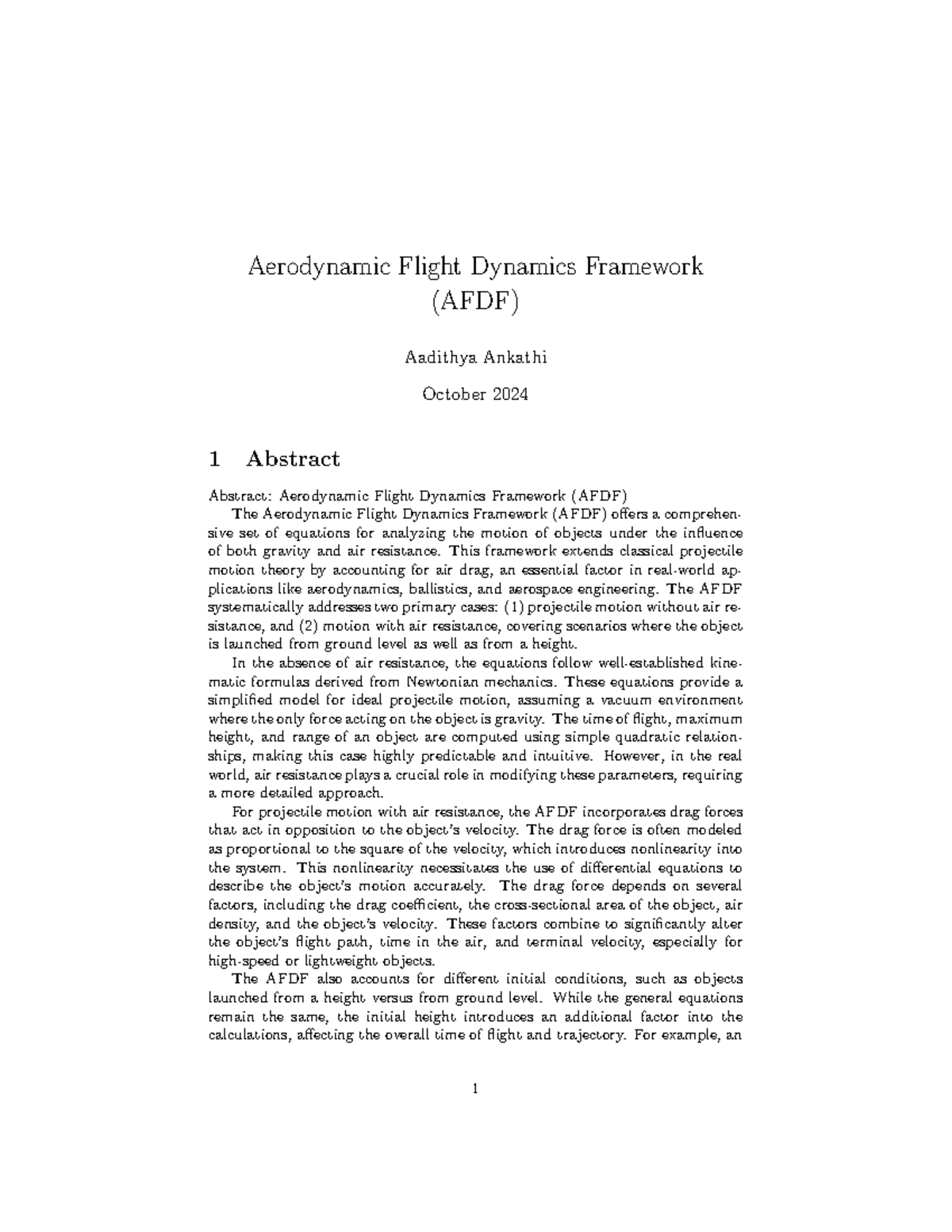 Aerodynamic Flight Dynamics Framework AFDF - This framework extends ...