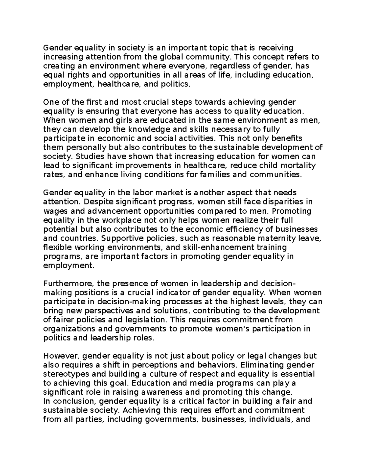 Gender Equality in Society: Key Aspects and Importance for Progress ...