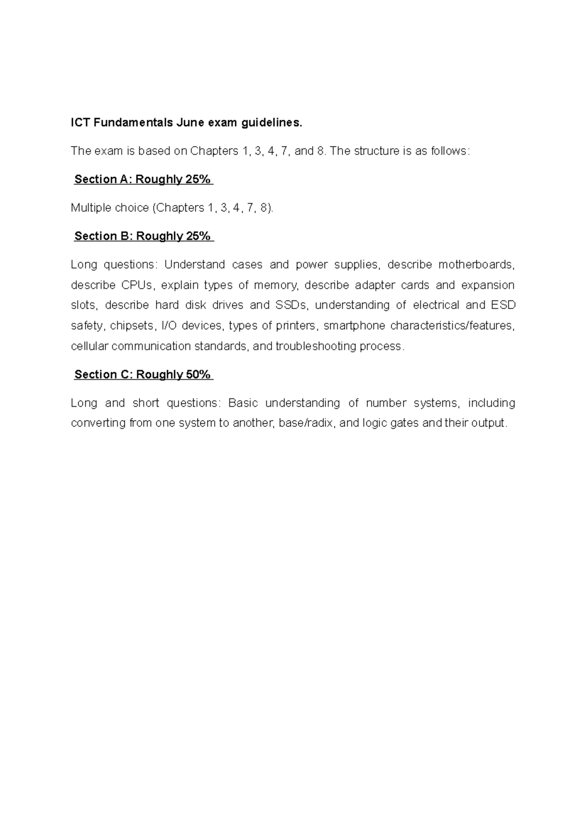 ICT 101 Final Exam Guidelines: Chapters 1, 3, 4, 7, 8 Overview - Studocu