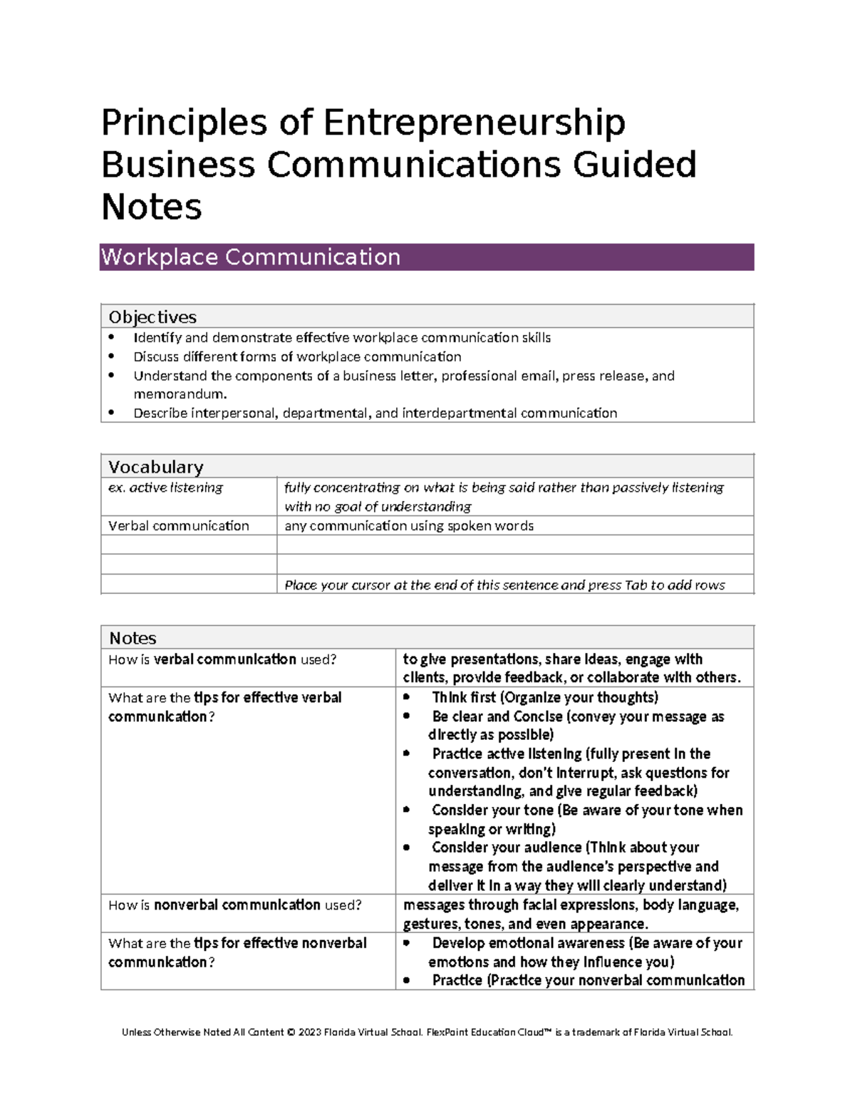 Guided Notes: Business Communications (BUS 101) - Studocu