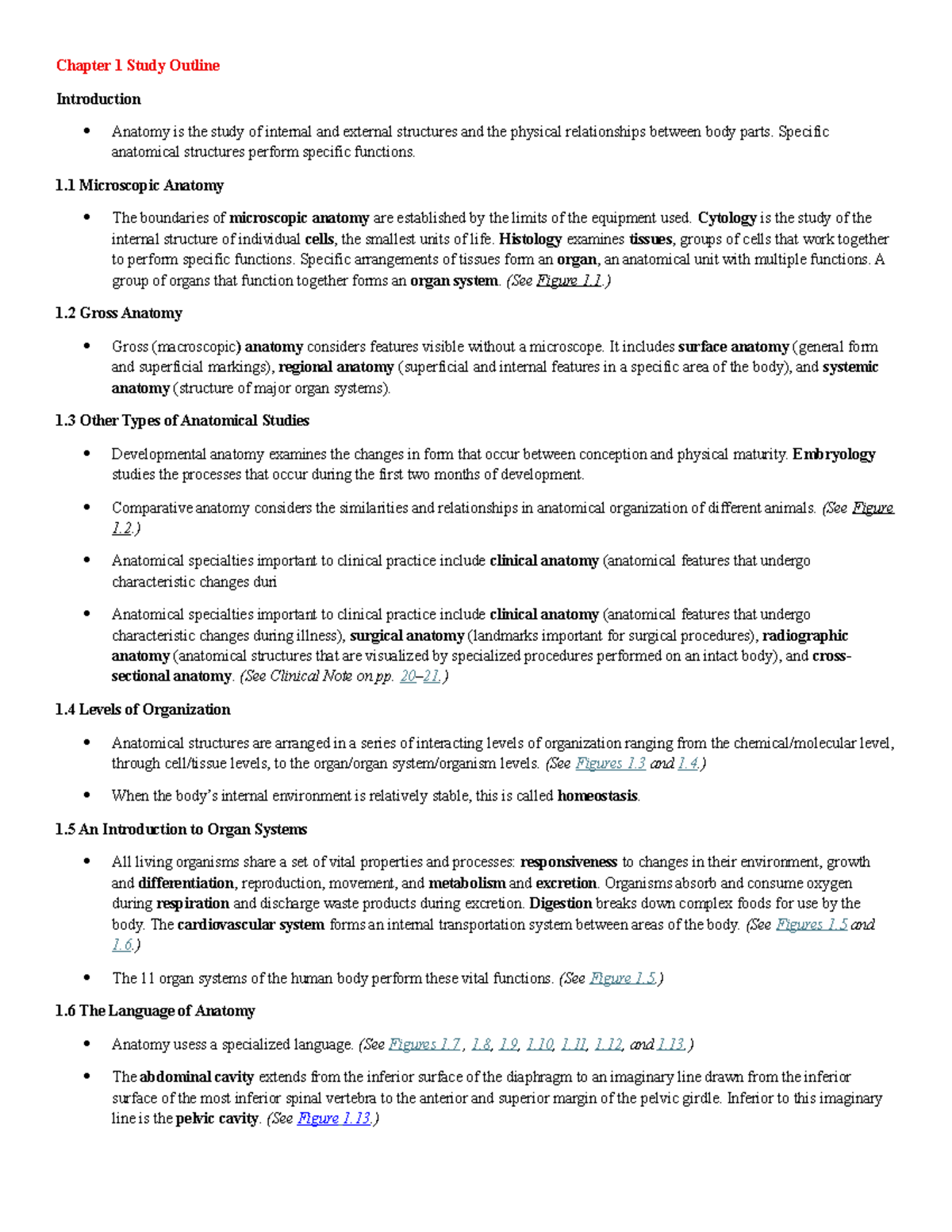 Anatomy 260 Week 1 Lecture Notes Study Guide: Key Concepts & Outline ...