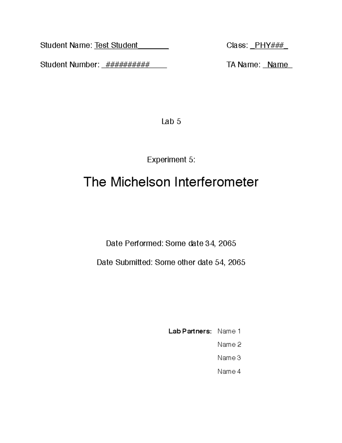 PHY### Lab 5: Michelson Interferometer Experiment Analysis - Studocu