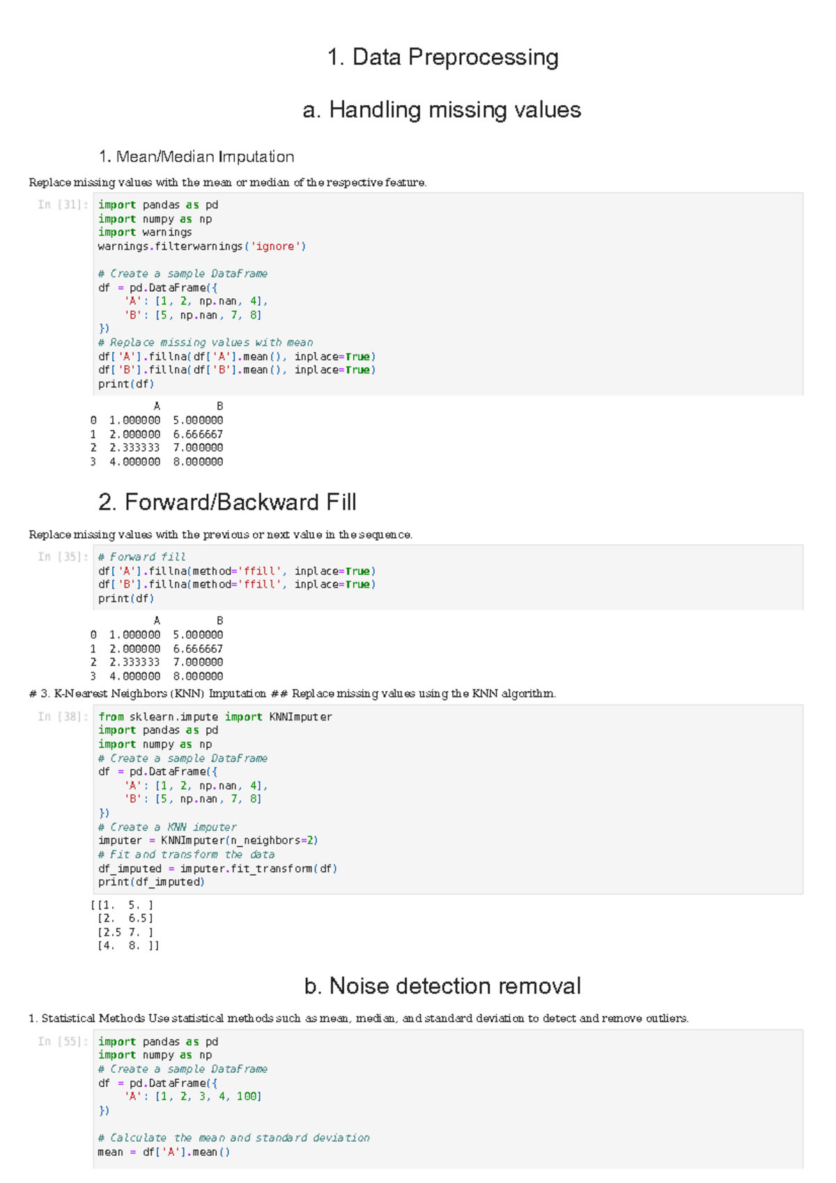 Data Preprocessing Techniques for DA Programs: Handling Missing Values ...
