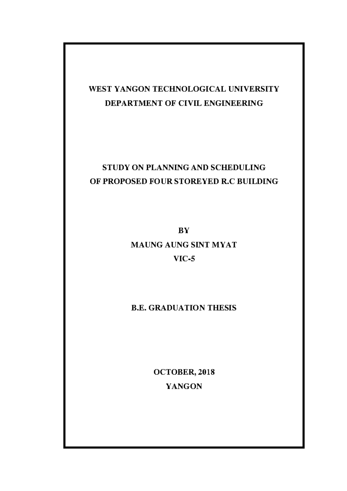 **B.E. Graduation Thesis: Planning & Scheduling of 4-Storey R.C ...