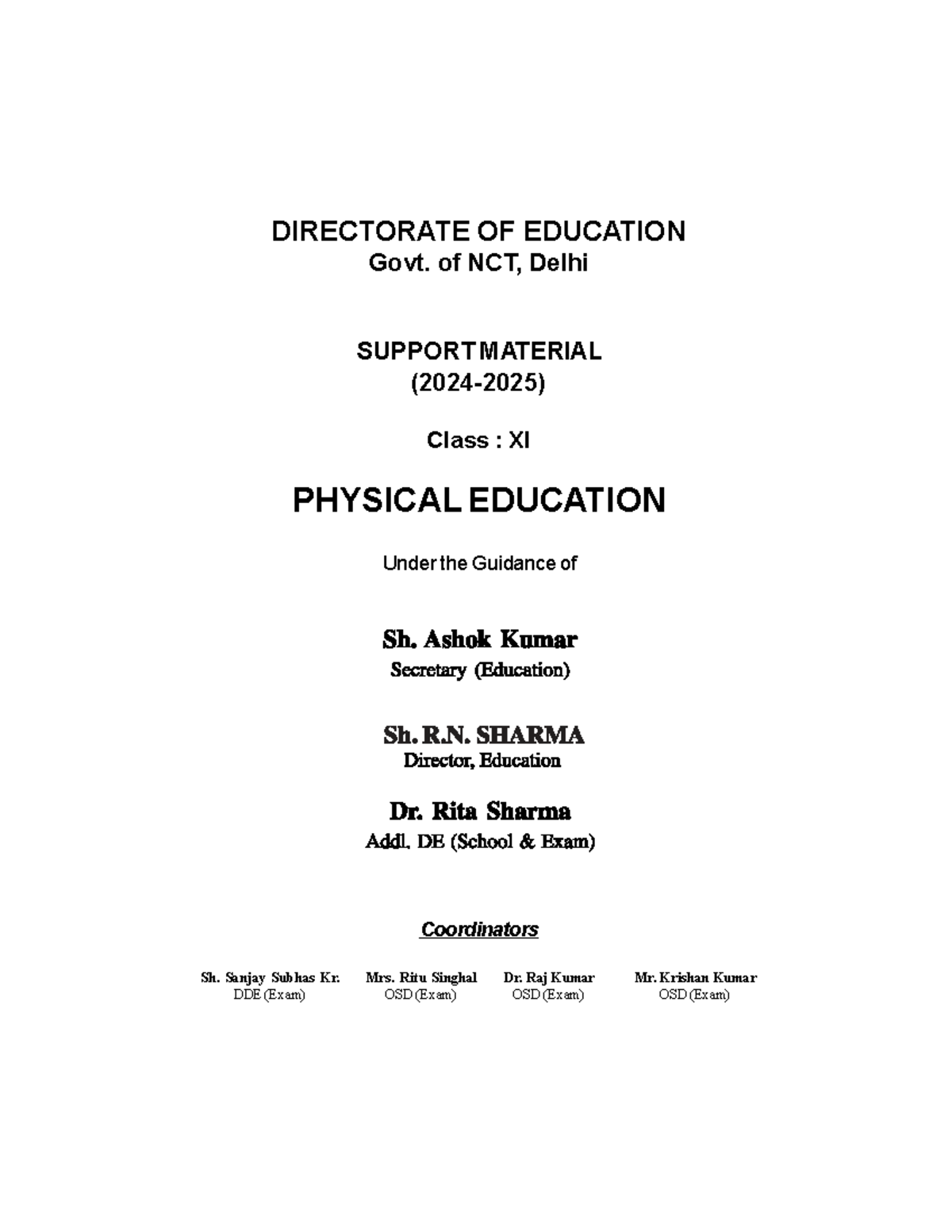 Class XI Physical Education Support Material EM - Studocu