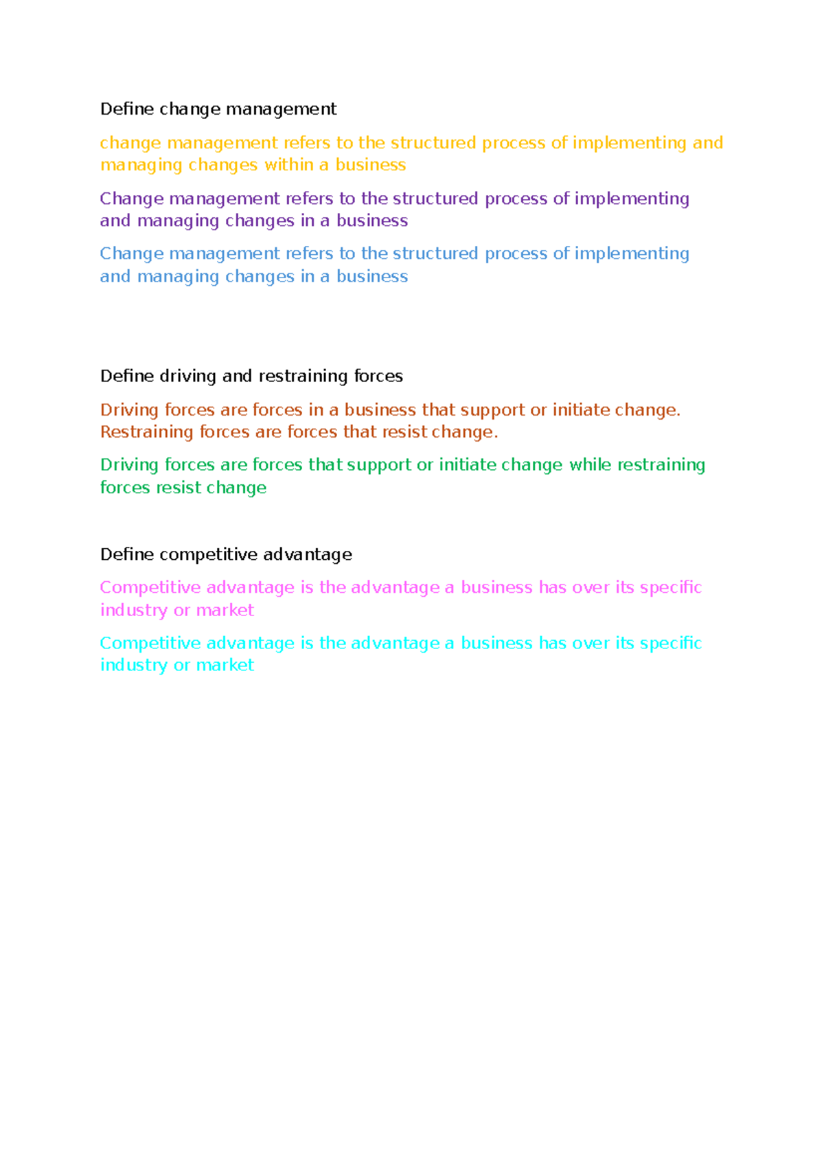 Change Management: Driving Forces, Restraining Forces & Competitive ...