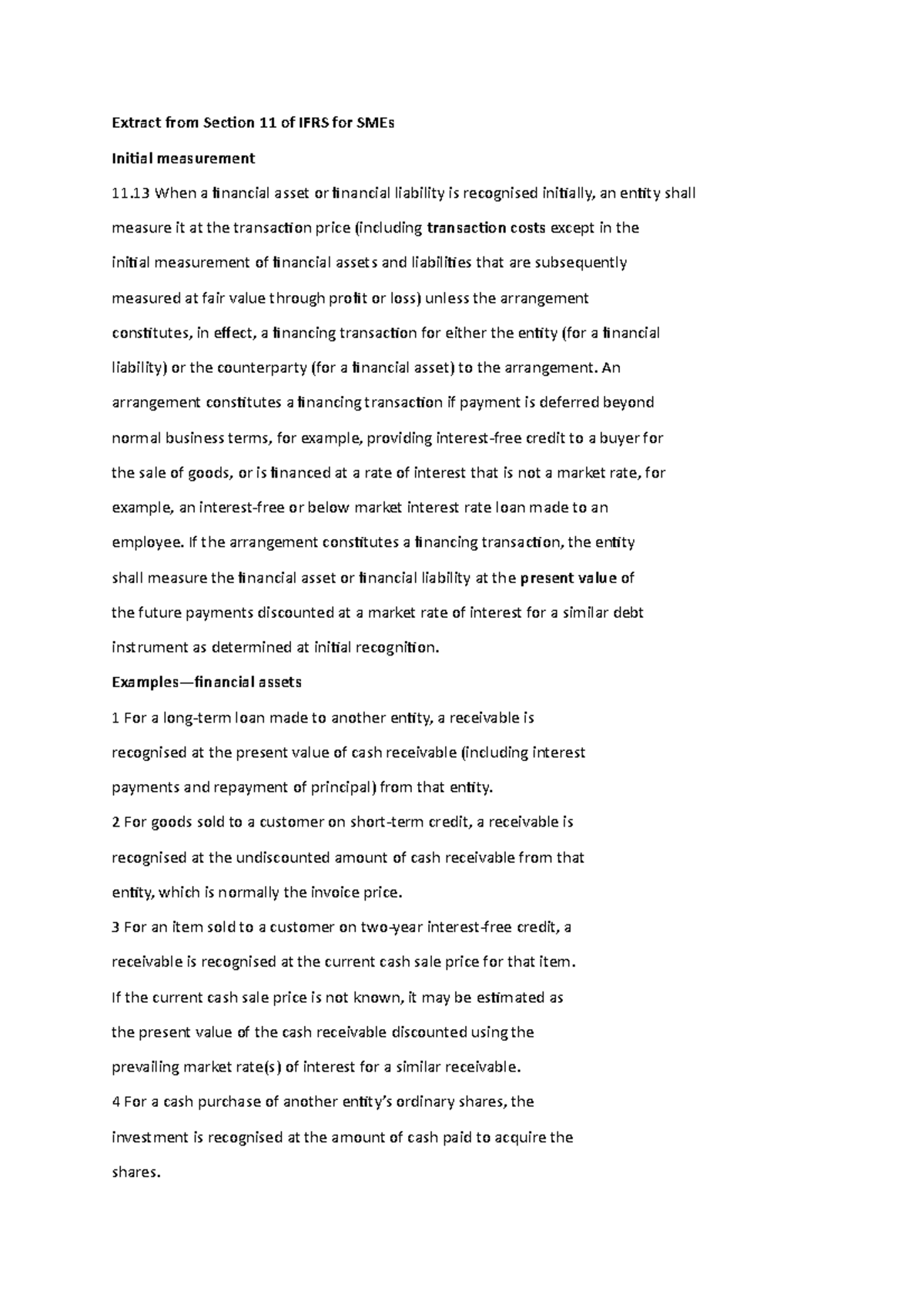 IFRS for SMEs: Section 11 Summary on Financial Instruments - Studocu