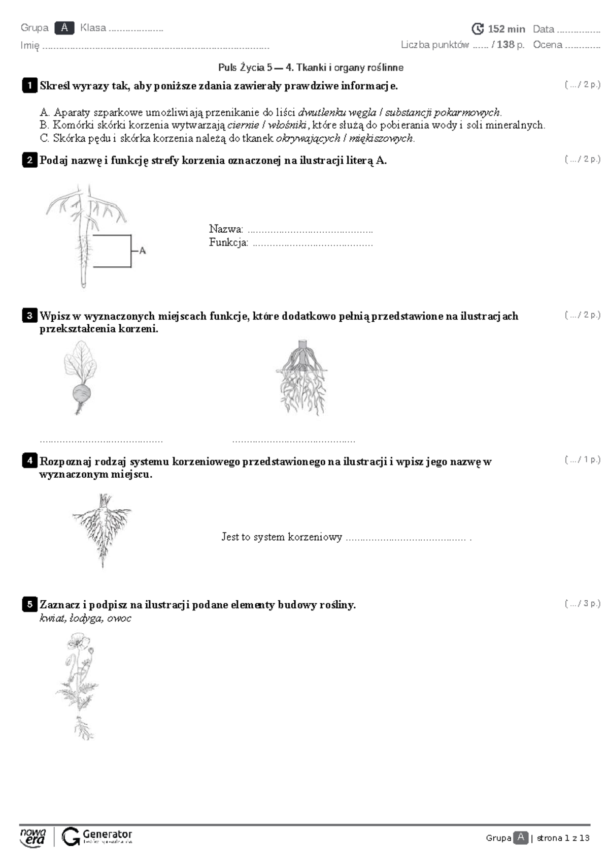 świat Roślin Sprawdzian Puls życia