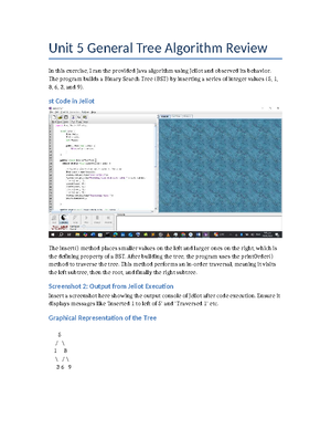 Unit 4 Assignment Binary Search Tree Algorithm and Asymptotic Analysis ...