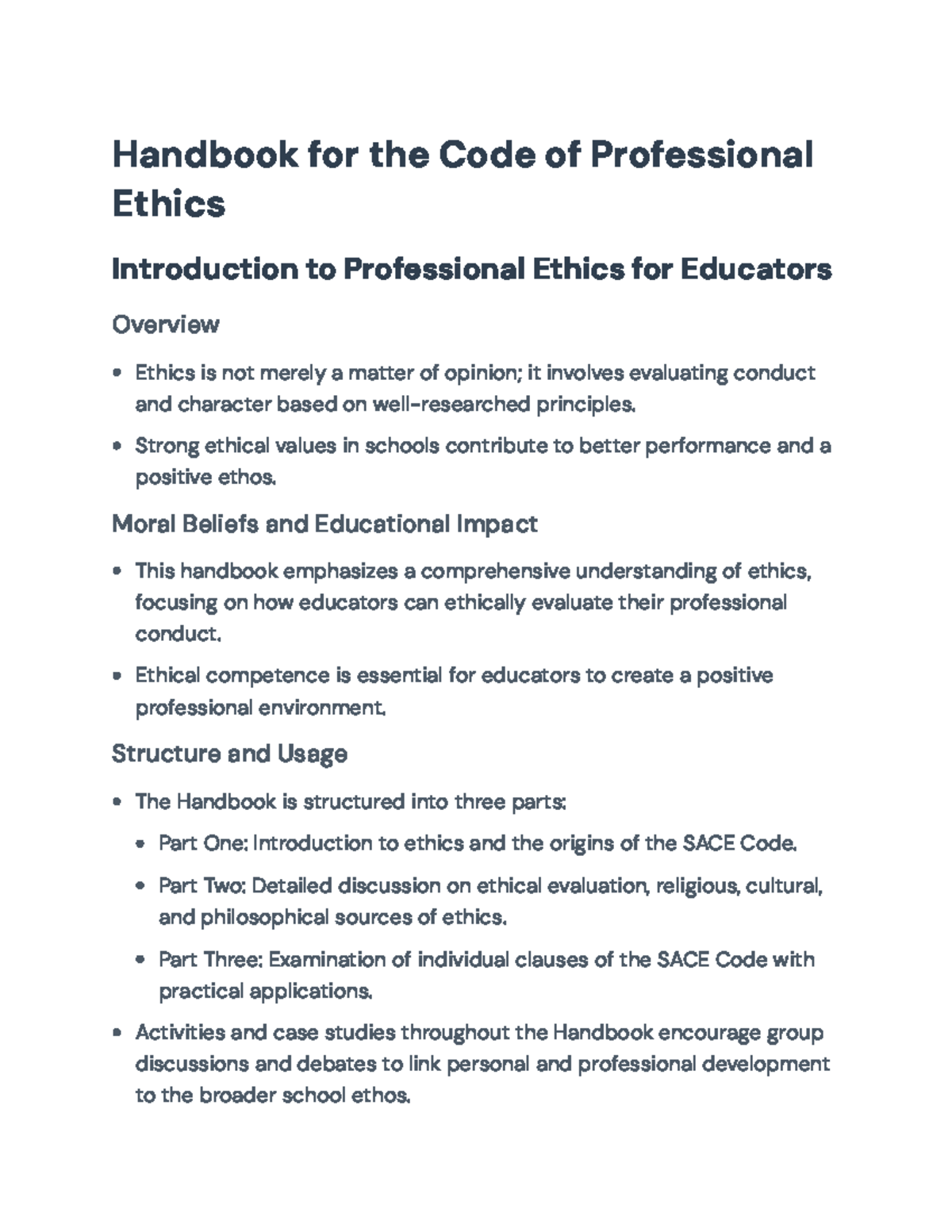 Code of Professional Ethics in Education Handbook: A Comprehensive ...