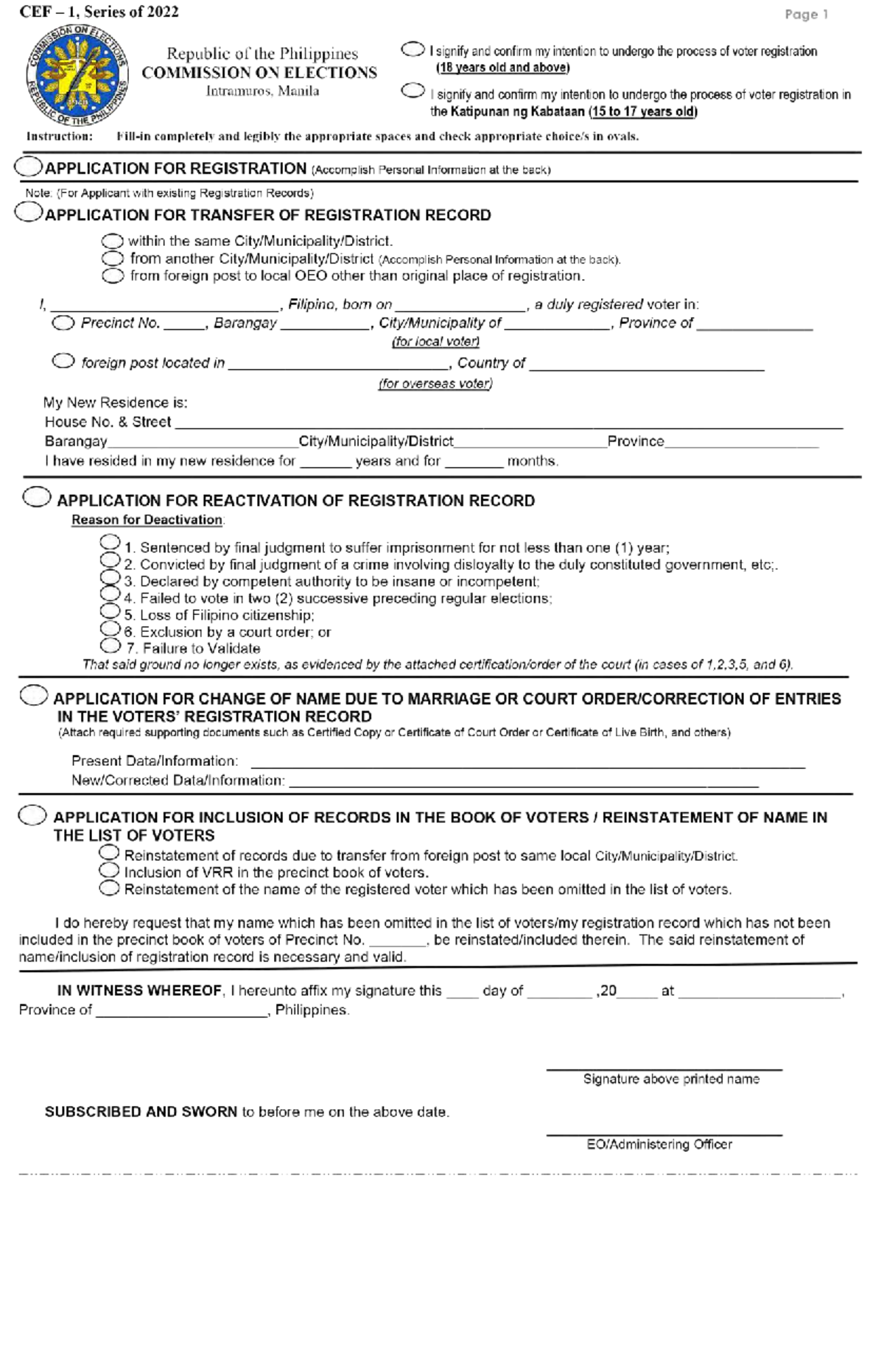 CEF1 Comelec Form Submission Guidelines and Instructions - Studocu