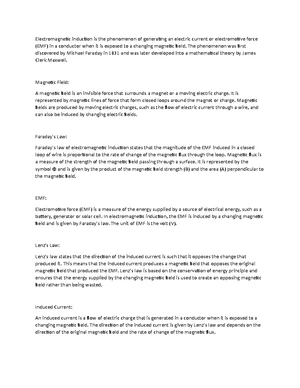 Electromagnetic Induction - Study Notes & Assignments - Studocu