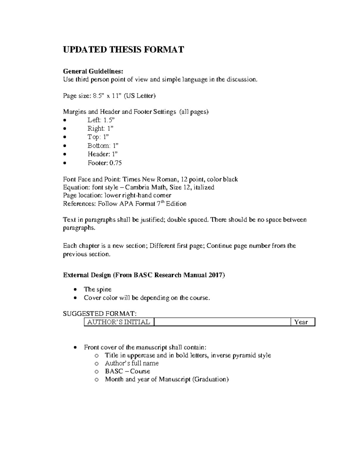 Updated Thesis Format Guidelines for BASC - Agricultural Engineering ...
