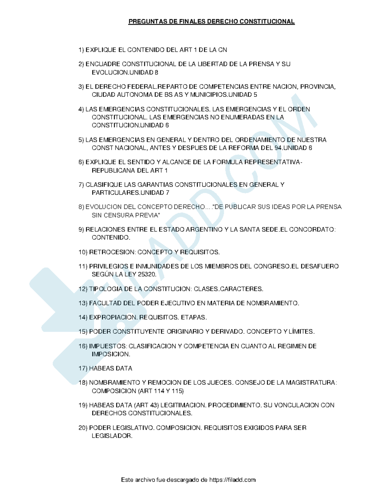 DERECHO CONSTITUCIONAL - PREGUNTAS DE FINALES FI 2023 - Studocu