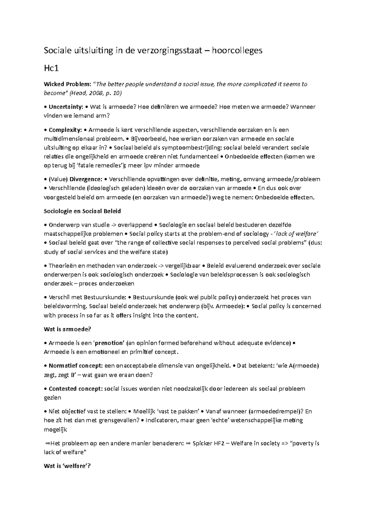 Hoorcolleges Sociale Uitsluiting in de Verzorgingsstaat: Een Analyse ...