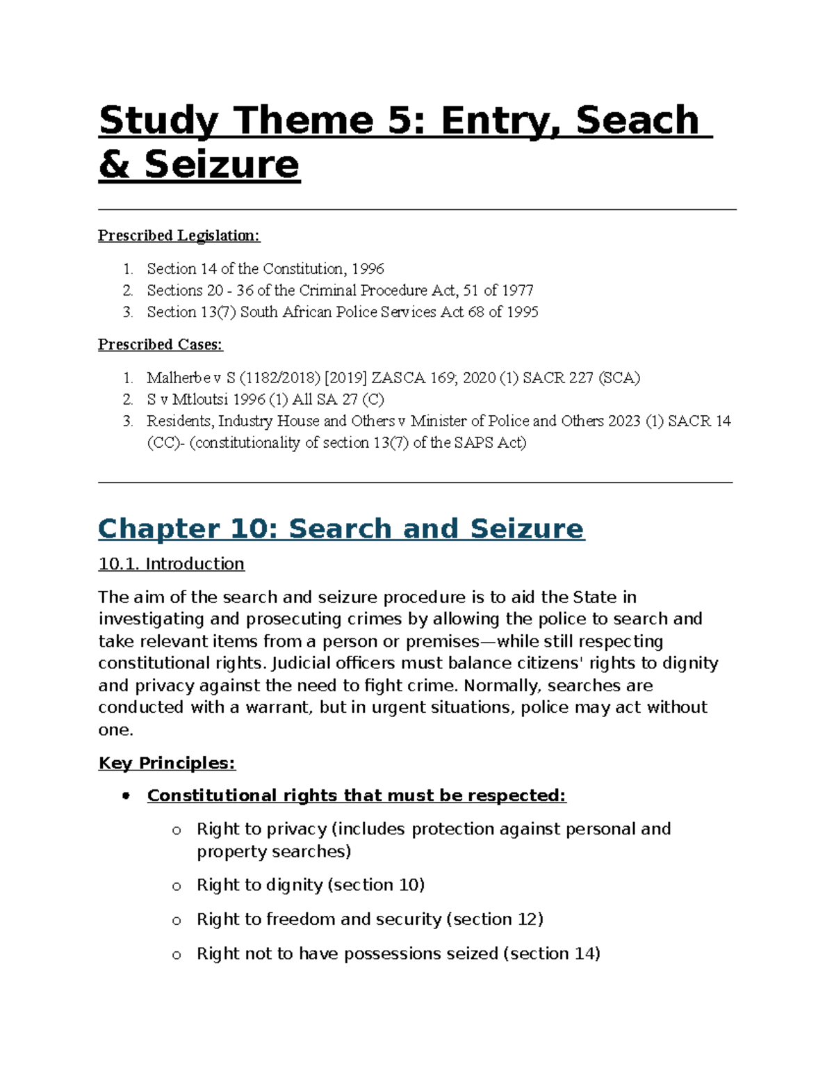 Criminal Procedure Test 2 Study Notes: Search, Seizure & Bail Law - Studocu