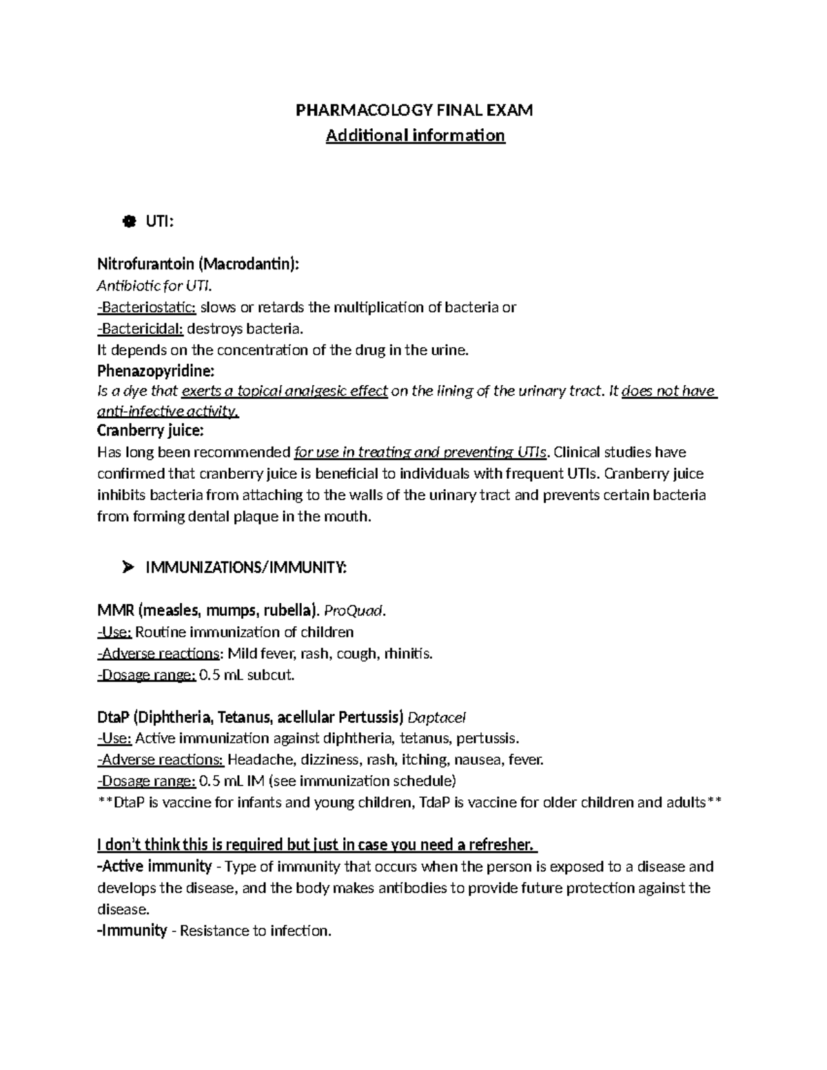 Pharmacology Final Exam Study Guide & Key Concepts - Studocu