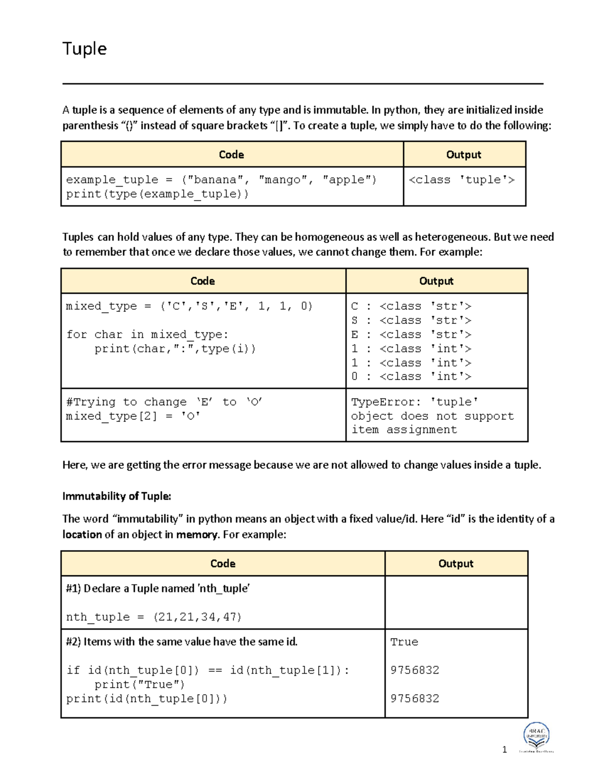 04 Data Structure (Tuple, Dictionary) Comparisons Part2 - Tuple - Studocu