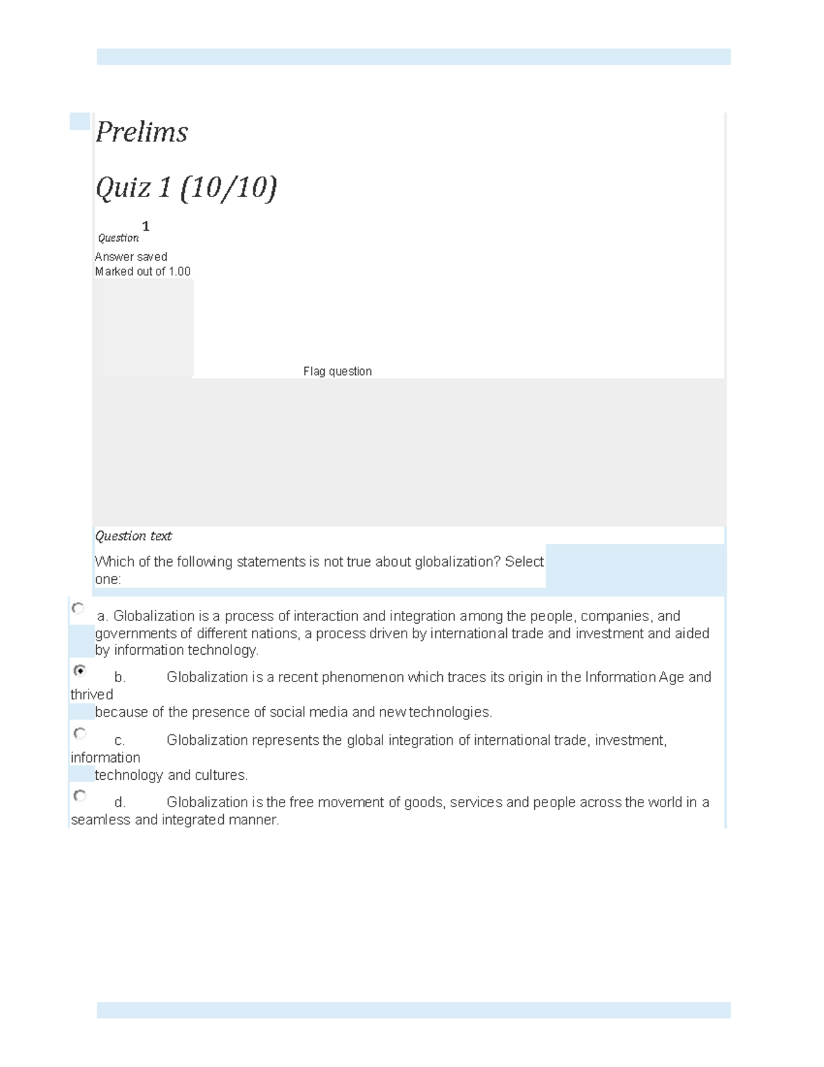 Gender and society finals - Prelims Quiz 1 (10/10) Question 1 Answer ...