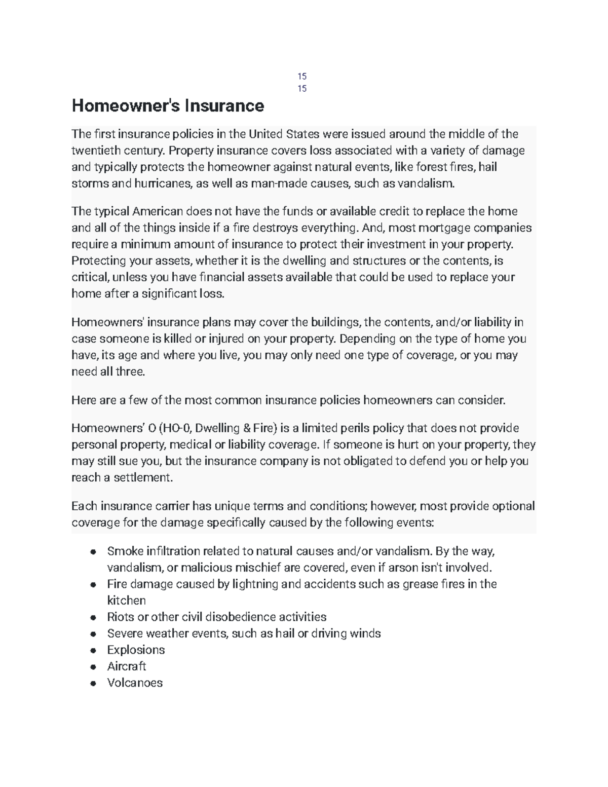 15 15 Property Insurance Overview: Coverage Types and Key Terms - Studocu